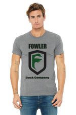 fowler outdoors duck company logo dark grey shirt